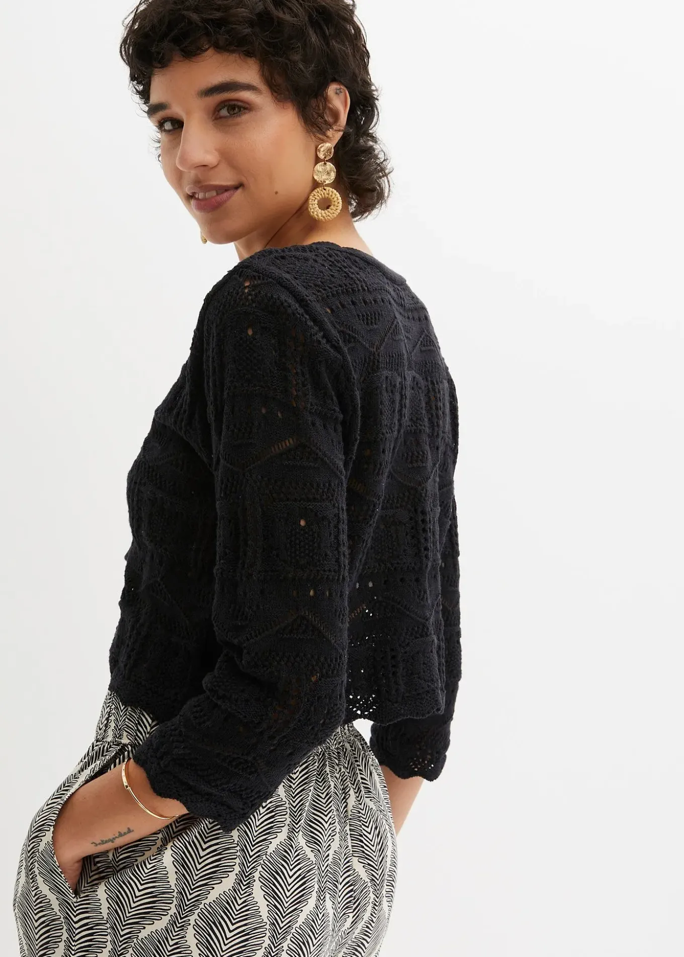 Boléro ajouré, manches 3/4