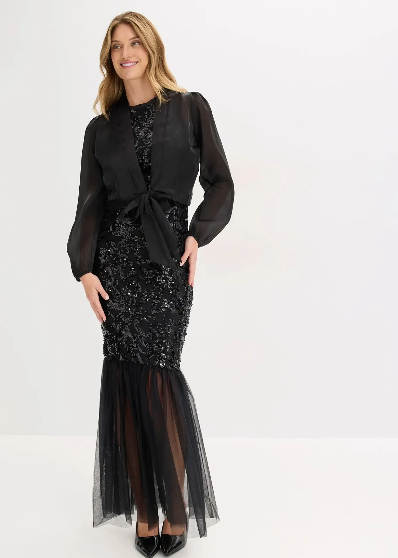 Boléro en tulle fin avec détail à nouer