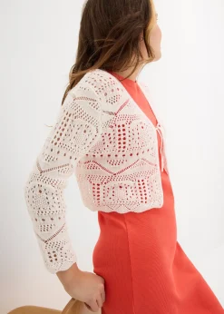 Boléro manches 3/4 en maille ajourée