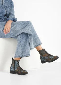 Boots à lacets à motif floral