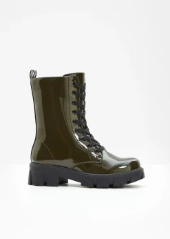 Boots à lacets vernies