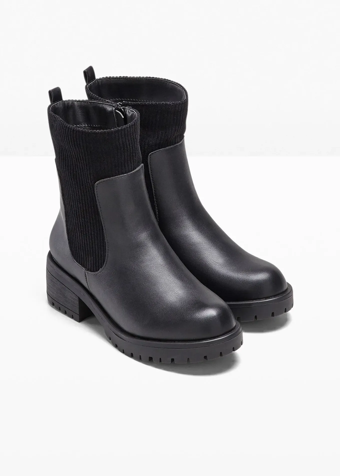 Boots avec empiècement en velours côtelé