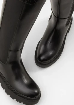 Bottes fourrées à plateforme et empiècement élastique