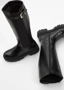 Bottes fourrées à plateforme et empiècement élastique