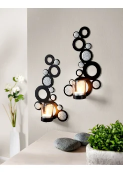 Bougeoir mural avec galets (Ens. 2 pce.)