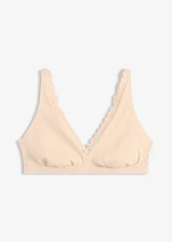Brassière côtelée avec coton et dentelle