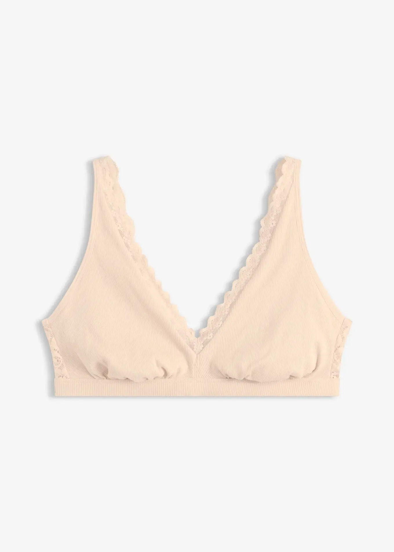 Brassière côtelée avec coton et dentelle