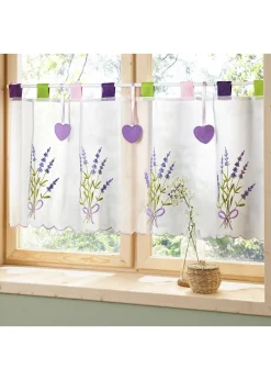 Brise-bise avec broderie lavande