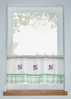 Brise-bise brodé en coton