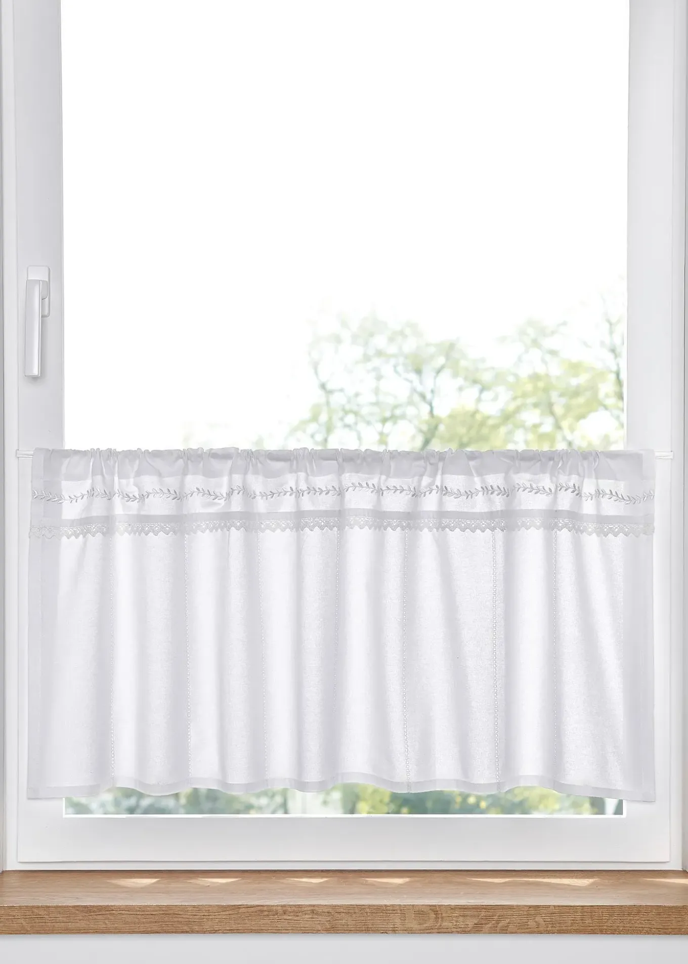 Brise-bise en coton avec bordure dentelle