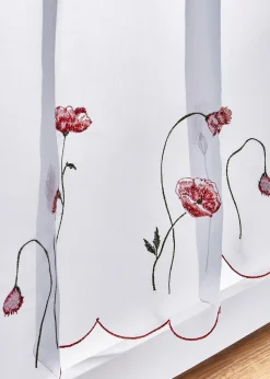 Brise-bise transparent à broderies florales