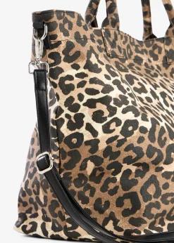 Cabas en toile à imprimé léopard