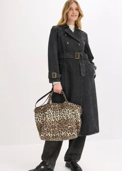 Cabas en toile à imprimé léopard