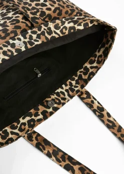 Cabas en toile motif léopard