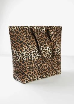 Cabas en toile motif léopard
