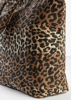 Cabas en toile motif léopard