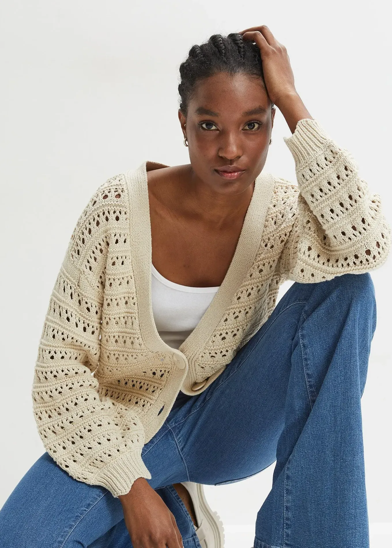 Cardigan ajouré 100% coton