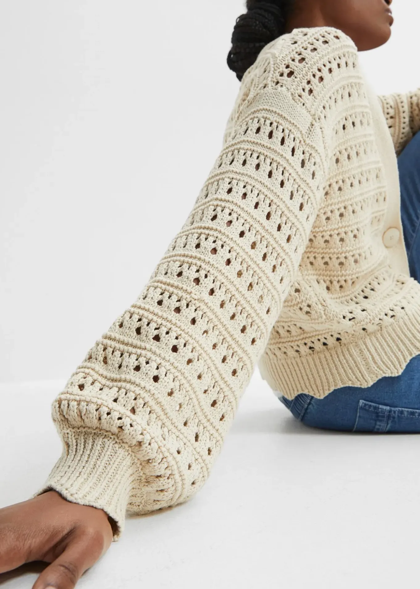 Cardigan ajouré 100% coton
