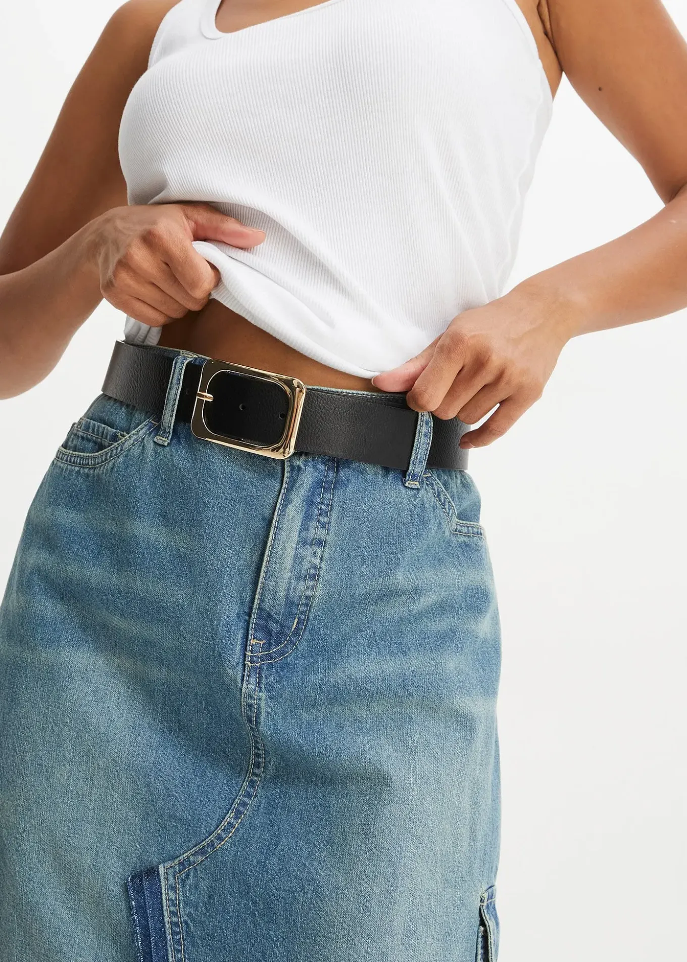 Ceinture à boucle en métal brillant