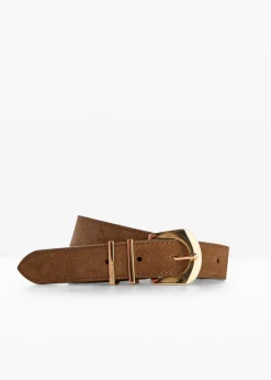 Ceinture en cuir avec boucle en métal brillant