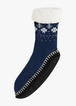 Chaussettes d’intérieur avec semelle antiglisse cousue et doublure moumoute