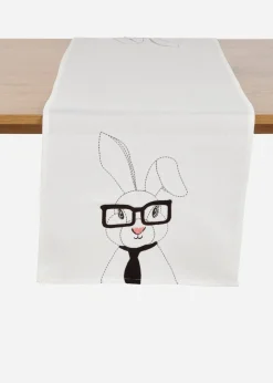 Chemin de table avec broderie de lapins