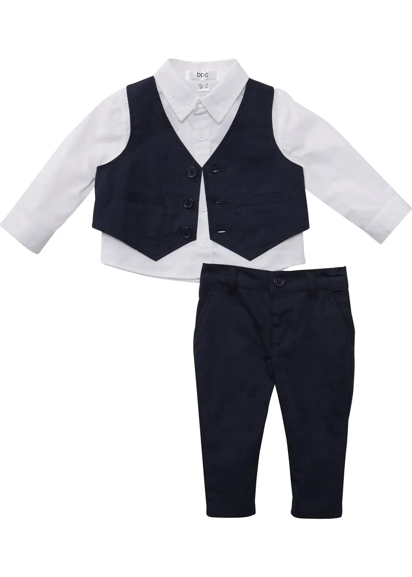 Chemise + veston + pantalon 100% coton (ens. 3 pces)