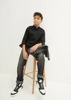 Chemise avec manches à retrousser, 100% coton