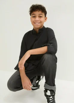 Chemise avec manches à retrousser, 100% coton