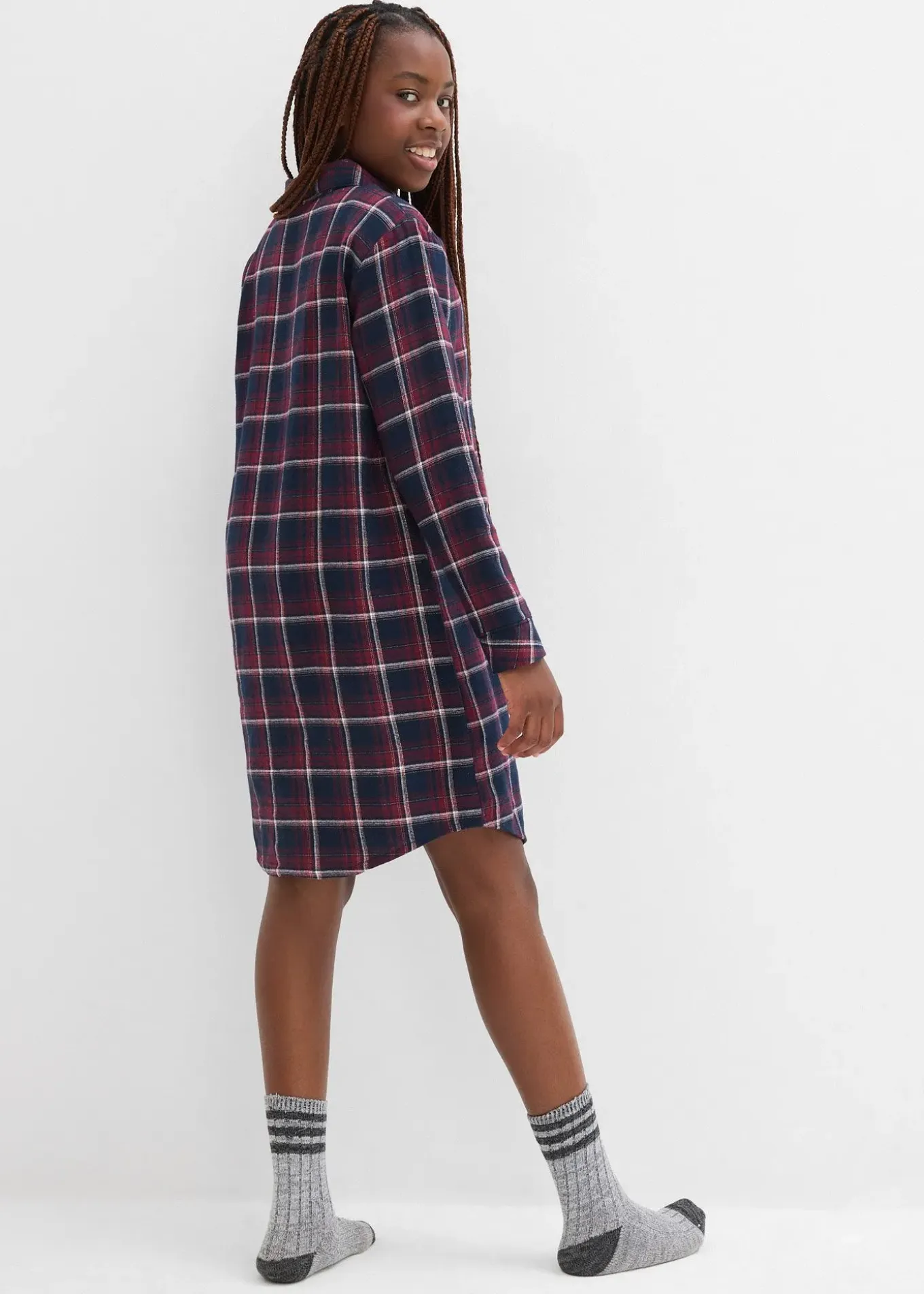 Chemise de nuit boutonnée en flanelle douce