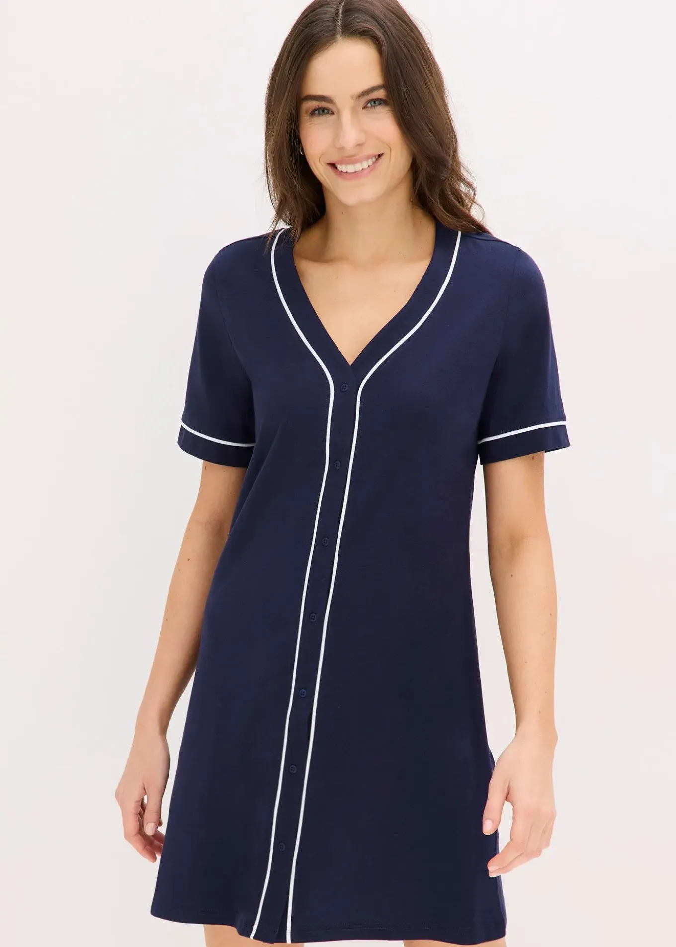 Chemise de nuit courte et boutonnée 100% coton