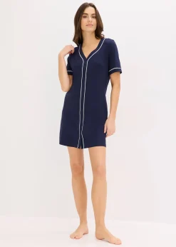 Chemise de nuit courte et boutonnée 100% coton