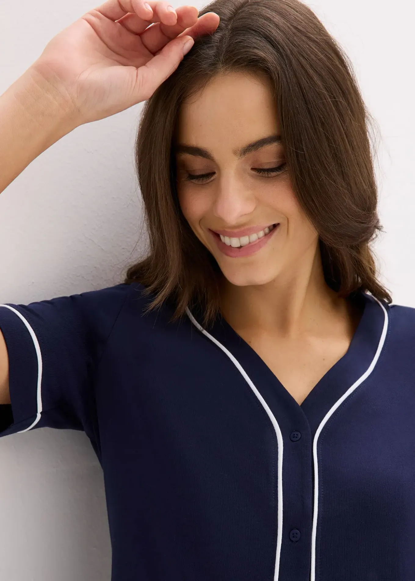 Chemise de nuit courte et boutonnée 100% coton