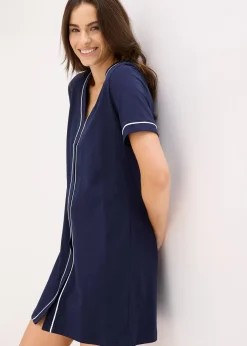 Chemise de nuit courte et boutonnée 100% coton