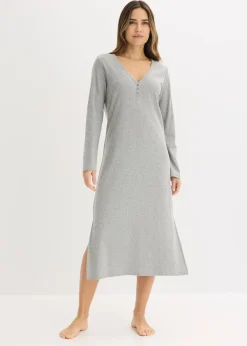 Chemise de nuit en matière côtelée avec boutons