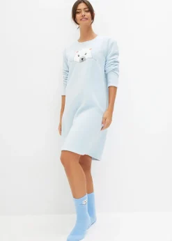 Chemise de nuit en polaire avec application