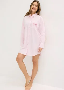 Chemise de nuit oversize tissée 100% coton