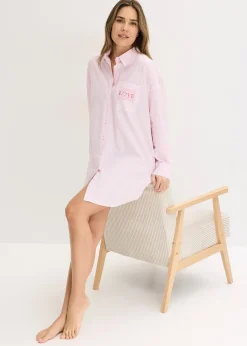 Chemise de nuit oversize tissée 100% coton