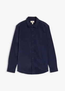 Chemise douce en velours de coton côtelé extensible