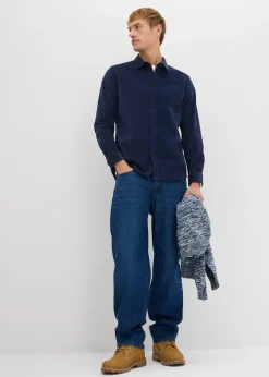 Chemise douce en velours de coton côtelé extensible