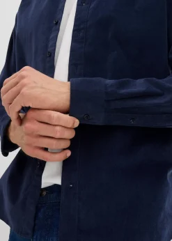 Chemise douce en velours de coton côtelé extensible