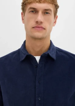 Chemise douce en velours de coton côtelé extensible