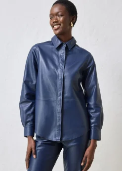 Chemise en cuir d’agneau nappa