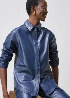 Chemise en cuir d’agneau nappa