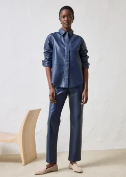 Chemise en cuir d’agneau nappa