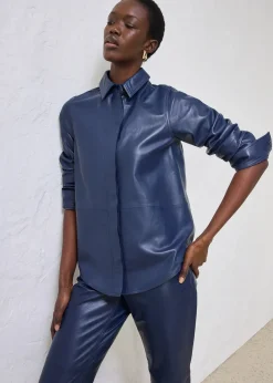 Chemise en cuir d’agneau nappa