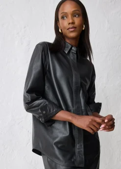 Chemise en cuir d’agneau nappa