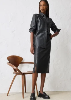 Chemise en cuir d’agneau nappa