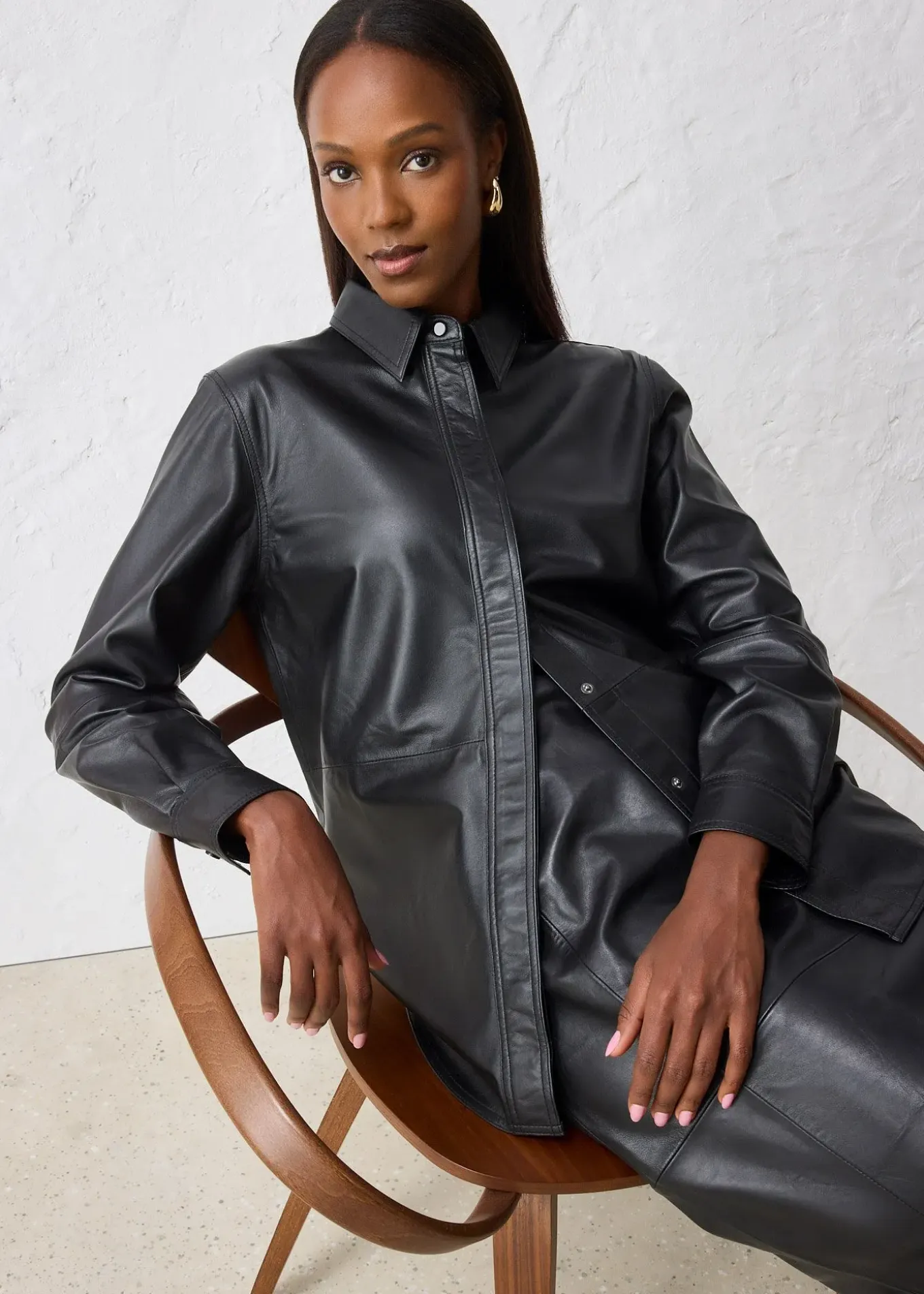 Chemise en cuir d’agneau nappa