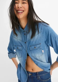 Chemise en jean avec boutons-pression, manches longues